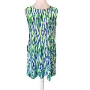 Jude Connally Women’s Small Blue Green White Printed Sleeveless Mini Dress